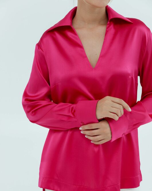 Женская рубашка из шёлка в розовом цвете 8821 от byME 