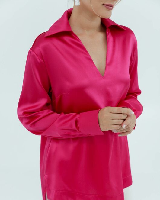 Женская рубашка из шёлка в розовом цвете 8821 от byME 