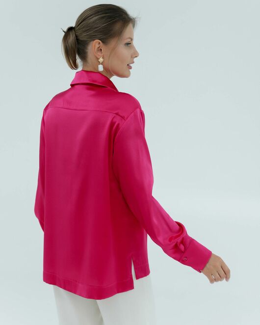 Женская рубашка из шёлка в розовом цвете 8821 от byME 