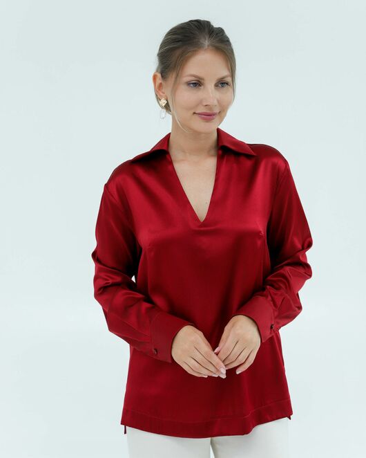 Женская рубашка из шёлка в красном цвете 8825 от ByME 