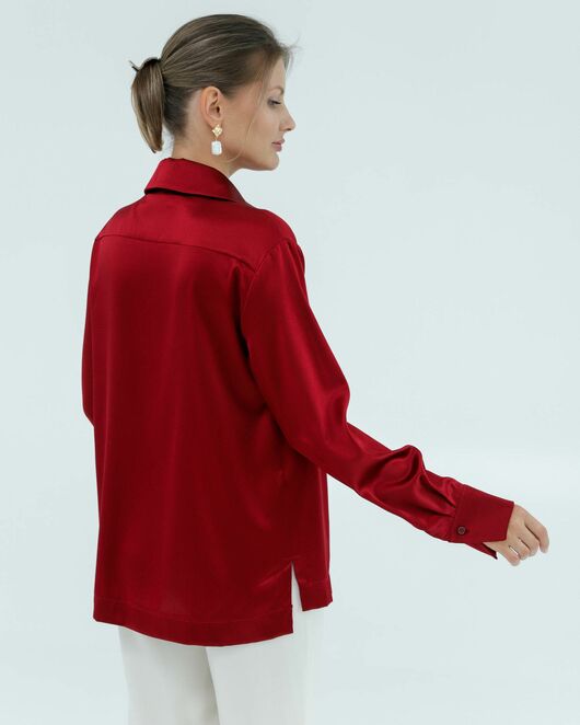 Женская рубашка из шёлка в красном цвете 8825 от ByME 