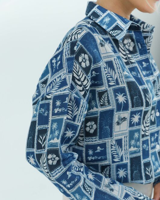 Женская рубашка из крапивы синие тропики 8828 от byME 