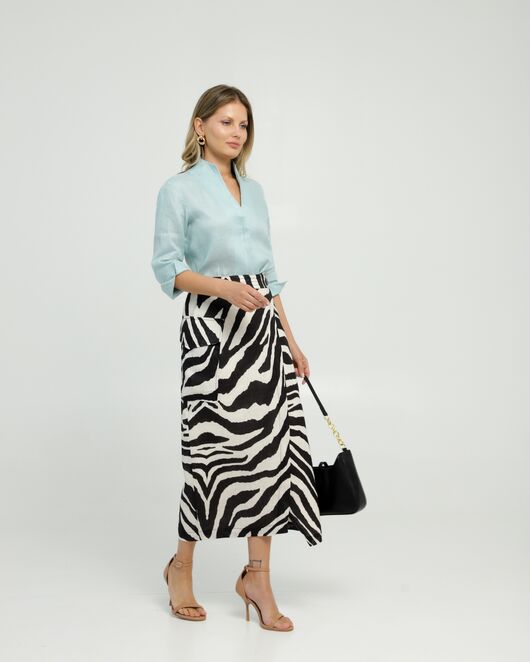 Женская рубашка воротник стойка изо льна мятного цвета удлиненная рукав 3/4 - 8832 от byME  Женская рубашка воротник стойка изо льна мятного цвета удлиненная рукав 3/4 - 8832 от byME