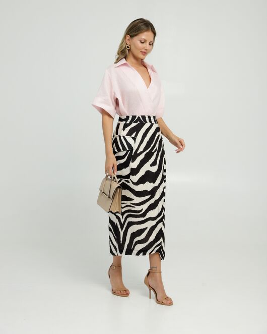 Женска рубашка на запах изо льна розовая 8844 от byME 