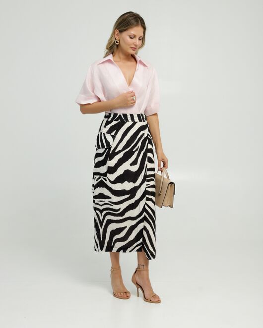 Женска рубашка на запах изо льна розовая 8844 от byME 