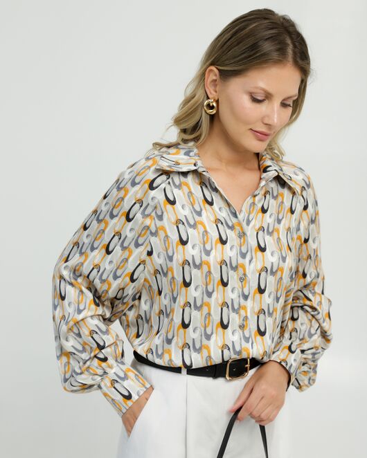 Женская рубашка в прямом силуэте из вискозы с пышным рукавом 8848 от byME 