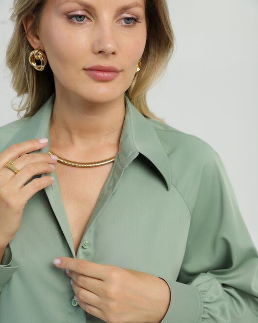 Женская рубашка из бамбука зелёная  8850 от byME 