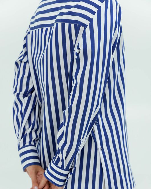 Женская рубашка из хлопка и тенсела в синюю полоску 8856 от byME 