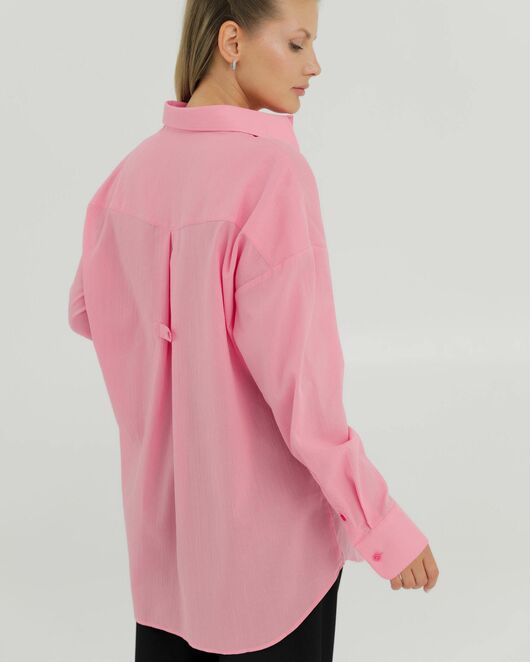 Рубашка хлопковая розовая из  жатой фактуры 8869 от byME 