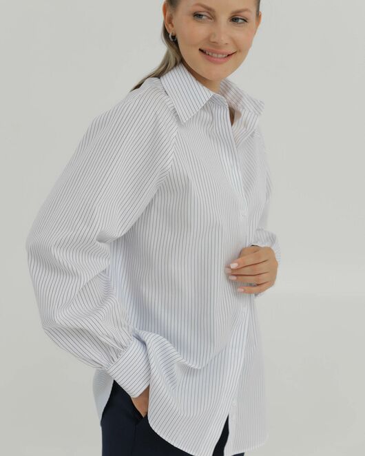 Рубашка хлопковая в голубую полоску 8889 от byME 