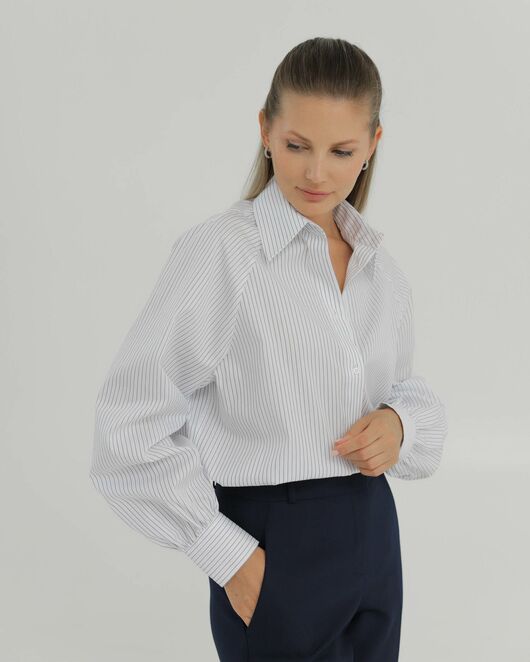 Рубашка хлопковая в голубую полоску 8889 от byME 