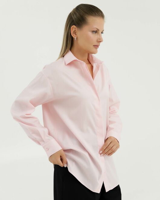 Рубашка хлопковая розовая оверсайз 8899 от byME 