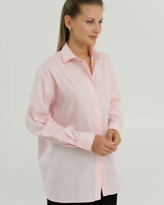Рубашка хлопковая розовая оверсайз 8899 от byME 