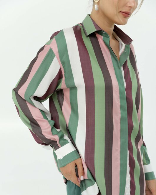 Рубашка из тенсела в полоску  8900 от byME 