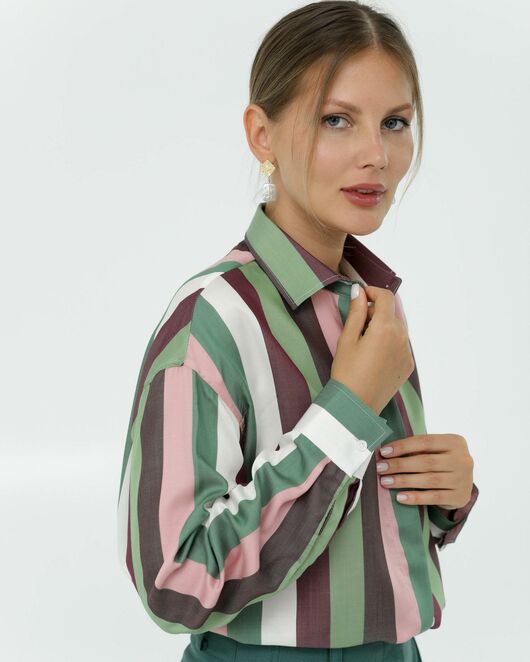 Рубашка из тенсела в полоску  8900 от byME 