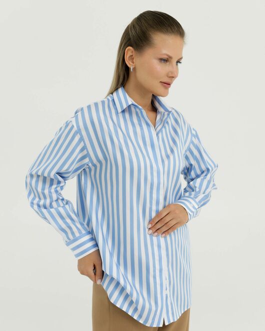 Рубашка хлопковая в голубую полоску 8901 от  