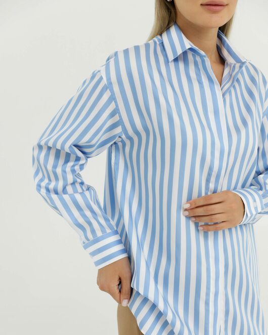 Рубашка хлопковая в голубую полоску 8901 от  