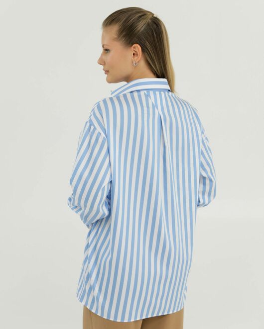 Рубашка хлопковая в голубую полоску 8901 от  