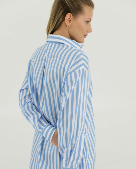 Рубашка хлопковая в голубую полоску 8901 от  