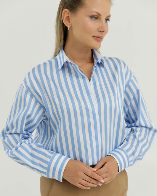 Рубашка хлопковая в голубую полоску 8901 от  