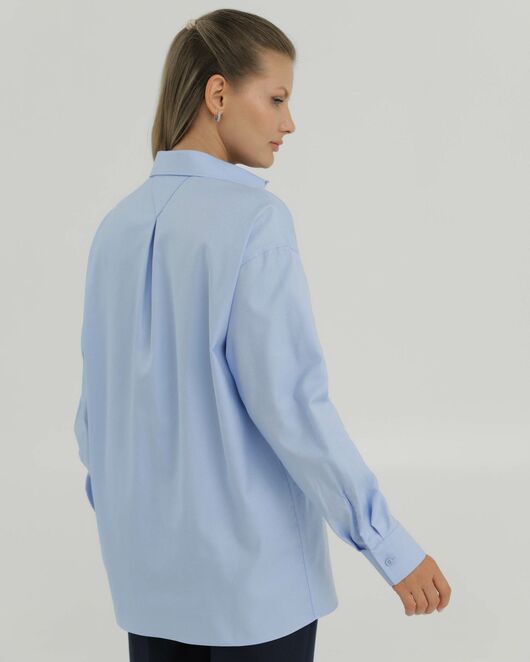 Рубашка хлопковая голубая фактура твилл 8905 от byME 