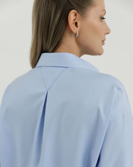 Рубашка хлопковая голубая фактура твилл 8905 от byME 