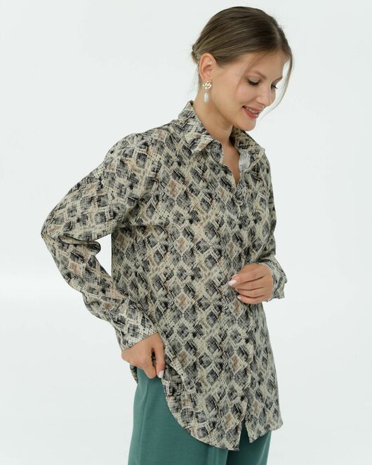 Рубашка шелковая принт рептилия 8907 от byME 