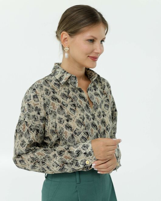 Рубашка шелковая принт рептилия 8907 от byME 