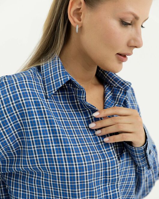 Рубашка бамбуковая в синюю клетку 8909 от  