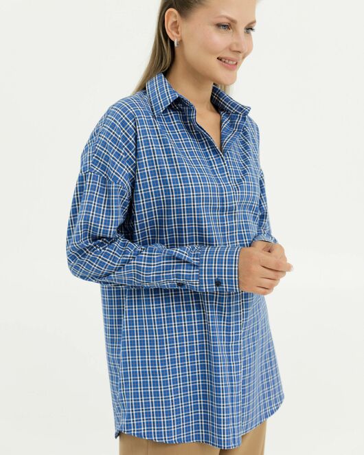 Рубашка бамбуковая в синюю клетку 8909 от  