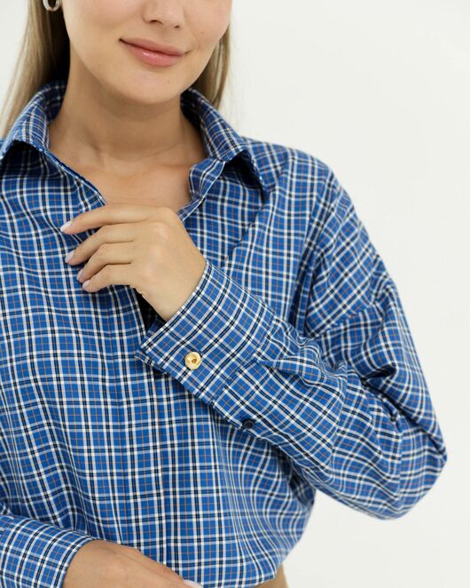 Рубашка бамбуковая в синюю клетку 8909 от  