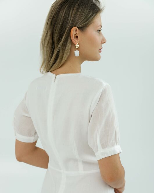 Платье женское белое из крапивы-025002-white от Luisa Wang 