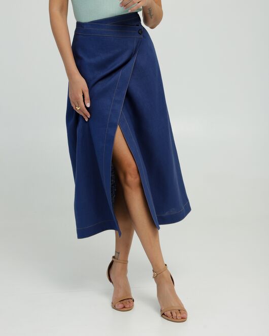 Юбка синяя изо льна от LW 