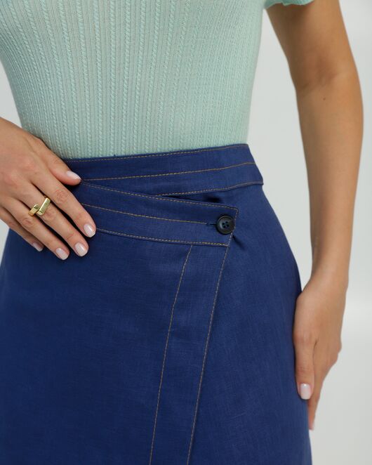 Юбка синяя изо льна от LW 