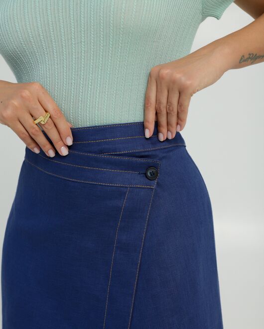 Юбка синяя изо льна от LW 