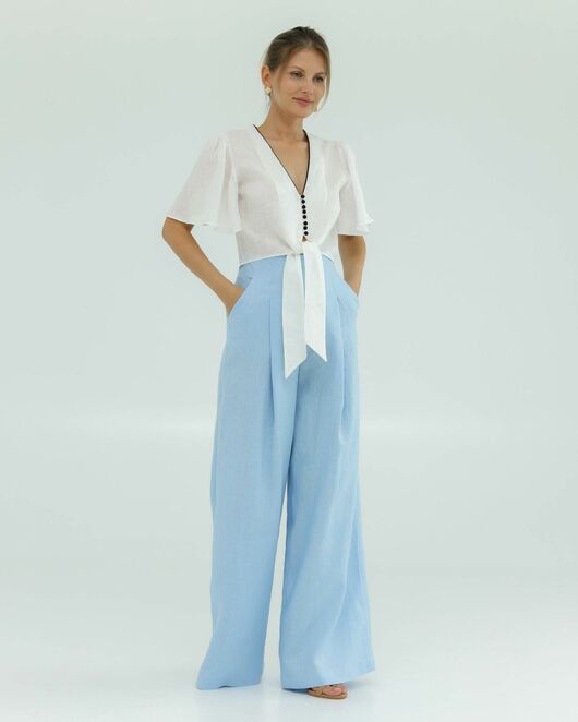 Льняная блуза белая от LW 