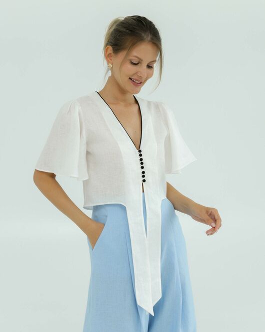 Льняная блуза белая от LW 