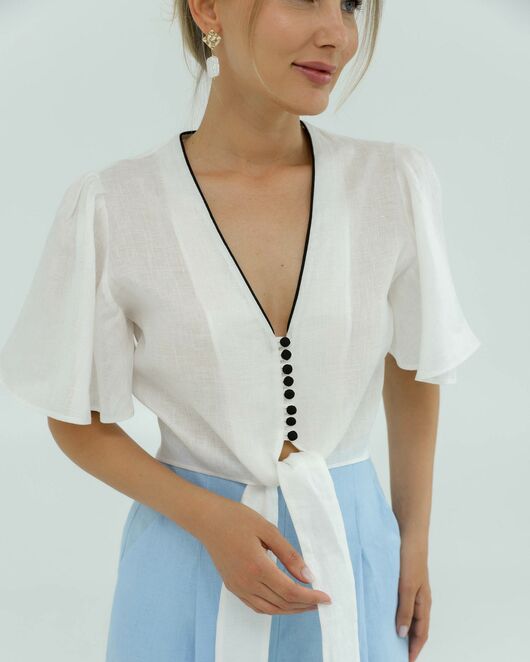 Льняная блуза белая от LW 