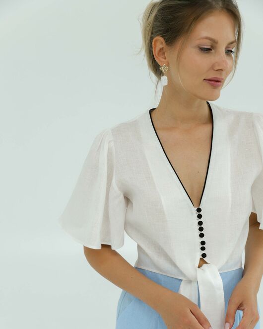Льняная блуза белая от LW 