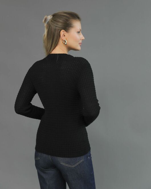 Джемпер из шерсти мериноса тонкой вязки черный от byME 