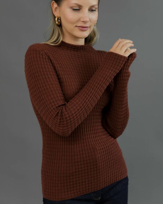 Джемпер из шерсти мериноса тонкой вязки коричневый от byME 