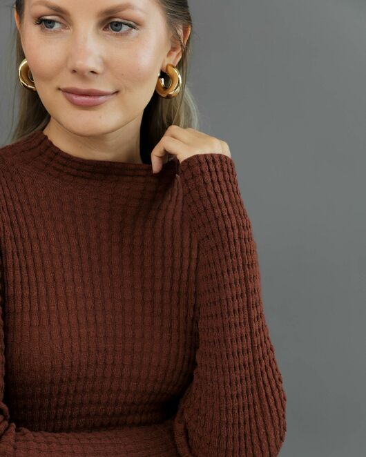Джемпер из шерсти мериноса тонкой вязки коричневый от byME 