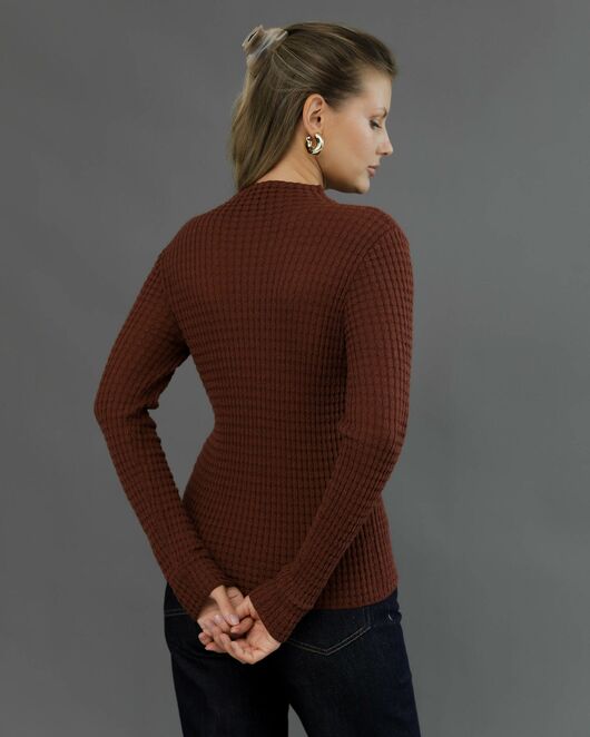 Джемпер из шерсти мериноса тонкой вязки коричневый от byME 