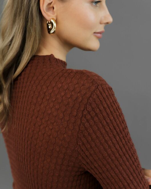 Джемпер из шерсти мериноса тонкой вязки коричневый от byME 