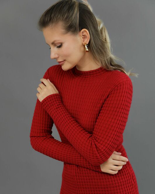 Джемпер из шерсти мериноса тонкой вязки вишневый от byME 