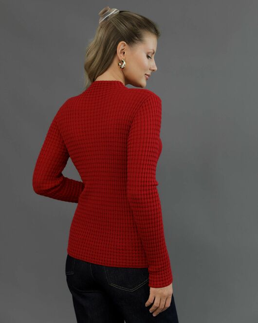 Джемпер из шерсти мериноса тонкой вязки вишневый от byME 