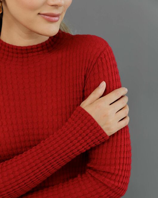 Джемпер из шерсти мериноса тонкой вязки вишневый от byME 