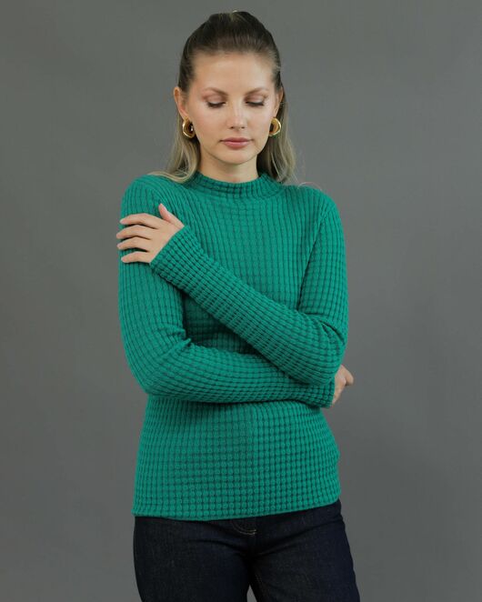 Джемпер из шерсти мериноса тонкой вязки зеленый от byME 