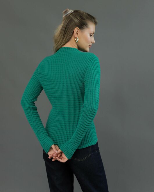 Джемпер из шерсти мериноса тонкой вязки зеленый от byME 