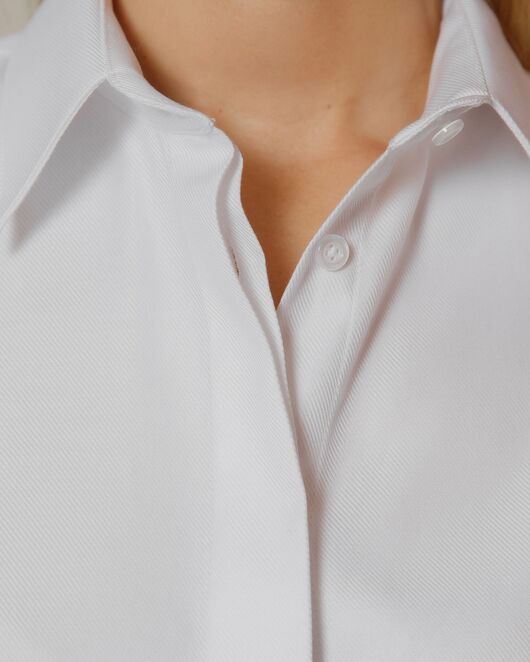 Женская рубашка под запонку белая фактура твилл - 8592 от byME 